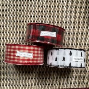 Christmas Wired Edge Ribbons Bundle 1.5” x 30” New